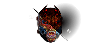 Máscara del dragón con borde azulado